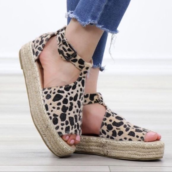 🪷anna Leopard Espadrille Sandals - Picture 1 of 3